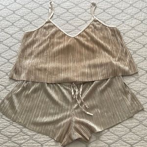Victoria's Secret Shimmery Pleated Shorts & Camisole Lounge/Sleep Set